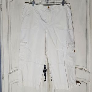 Lauren Ralph Lauren Womens Cream Khaki Cropped Cargo Utility Capri Pants *sz 12*